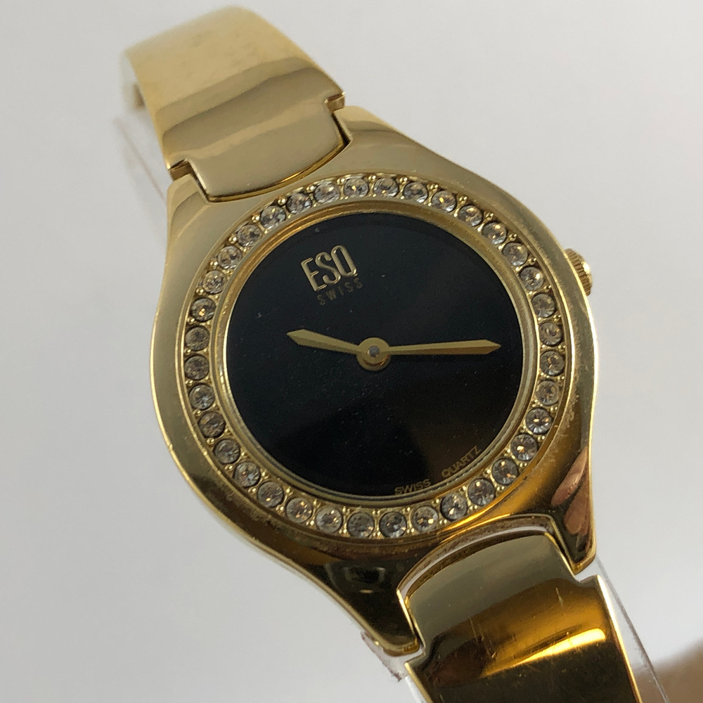 ESQ Movado Watch Gold Tone Swarovski Crystals